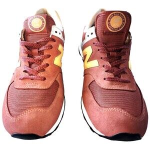 New Balance 574 v2 Higher Learning Trainers Red White Orange Women Size 10.5